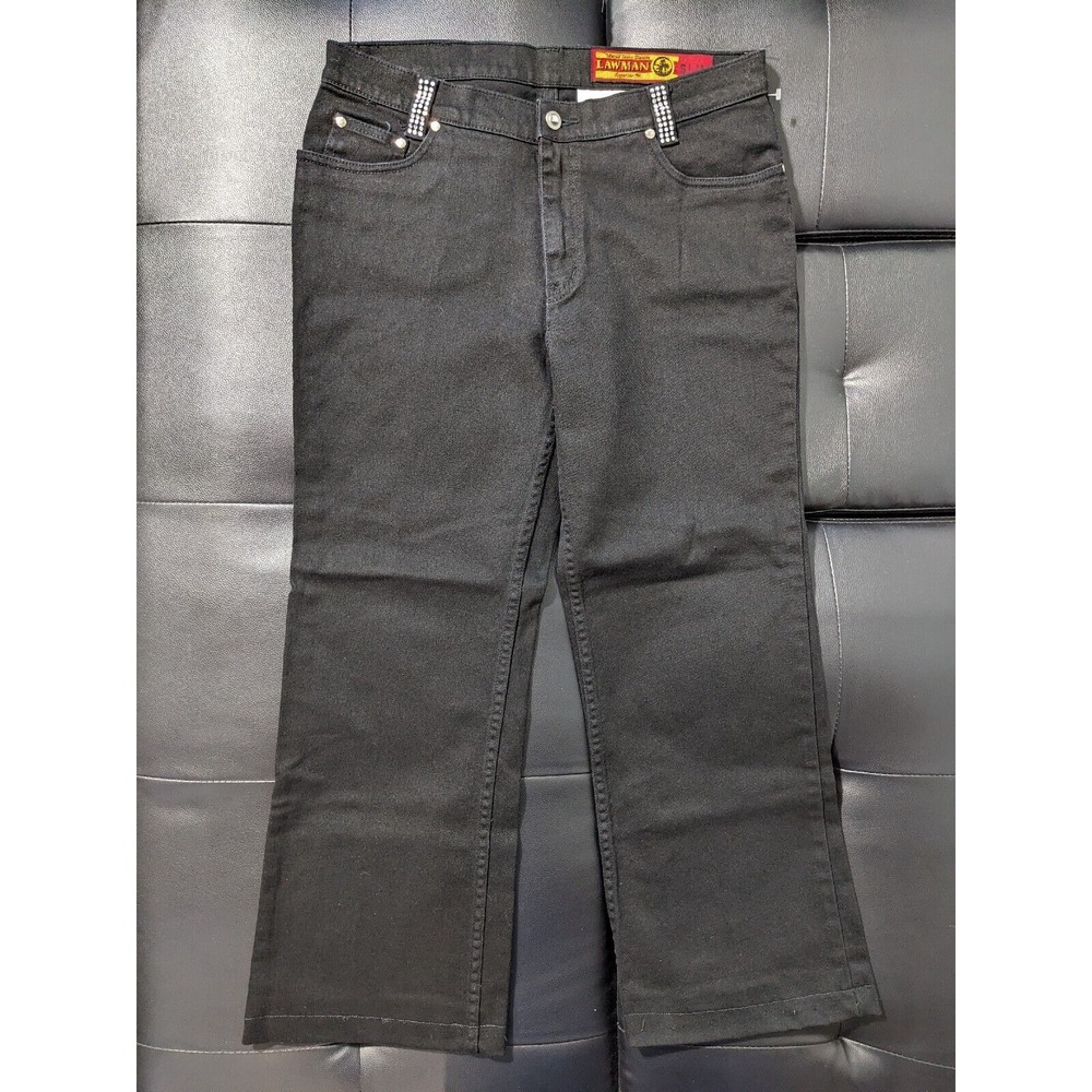 Vintage LAWMAN Western Black Denim Slim Fit Jeans High Waisted Size 13 X 26